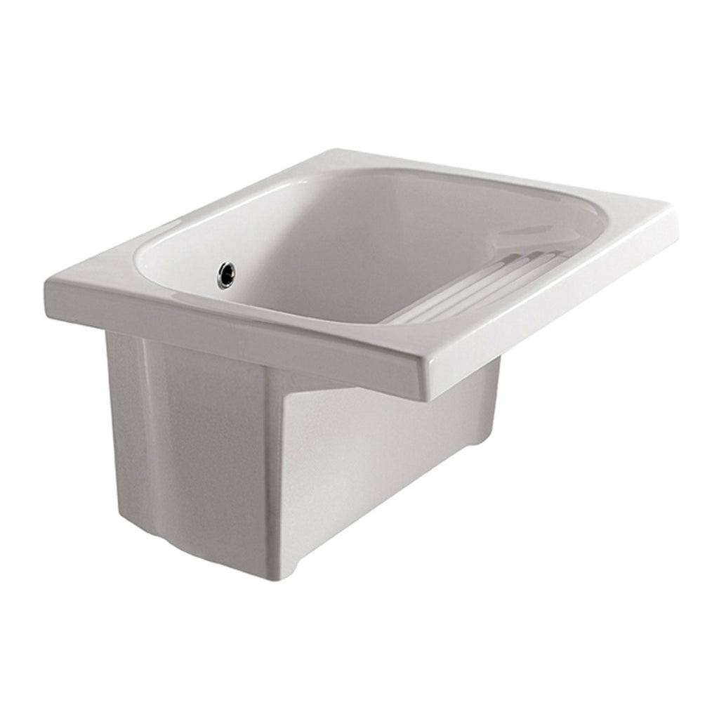Lavatoio con foro troppo pieno e strizzatoio integrato 60x50 cm Ceramica Galassia - Bianco lucido by CeramicStore | Lo specialista del tuo bagno