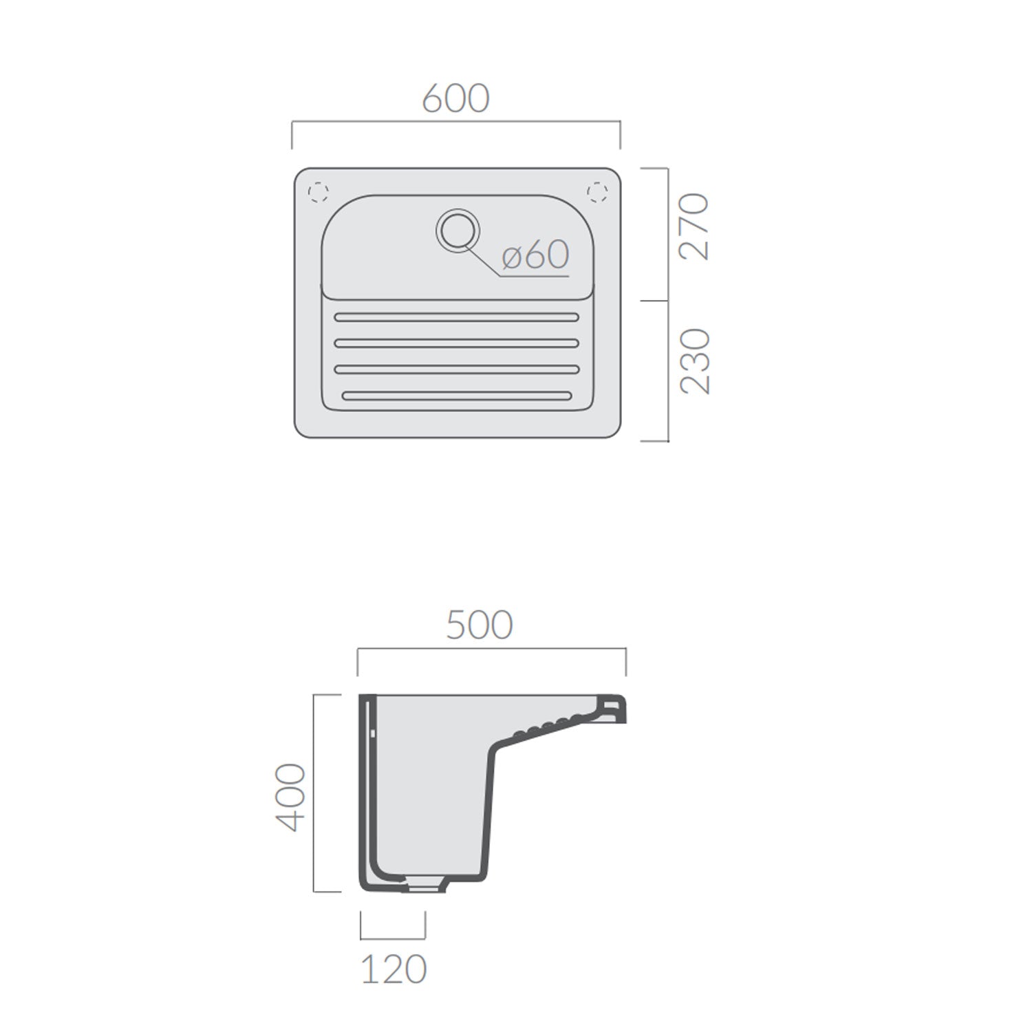  Lavatoio con foro troppo pieno e strizzatoio integrato 60x50 cm Ceramica Galassia - Bianco lucido by CeramicStore | Lo specialista del tuo bagno