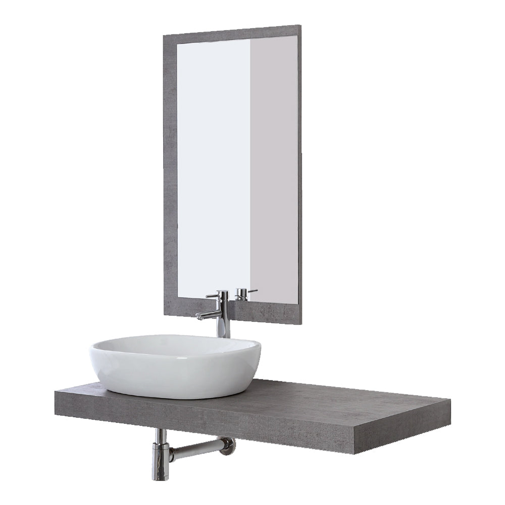 Composizione specchio e mensola con lavabo Cubi&Co Rack cm 120 - Cemento