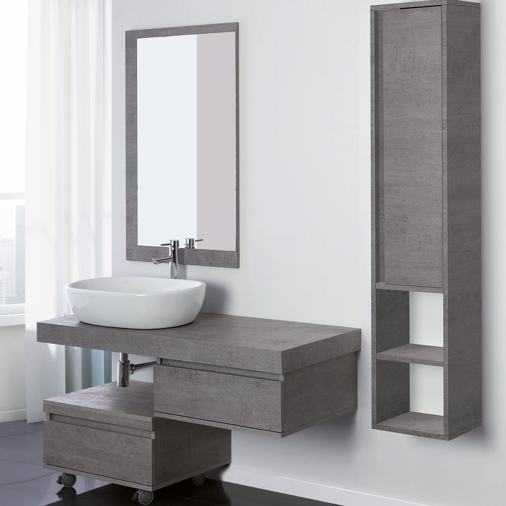 Cassettiera con chiusura soft-close e ruote Cubi&Co Rack colore cemento cm 58x48