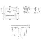 Lavatoio in ceramica senza strizzatoio BathCore - 61 x 50 cm
