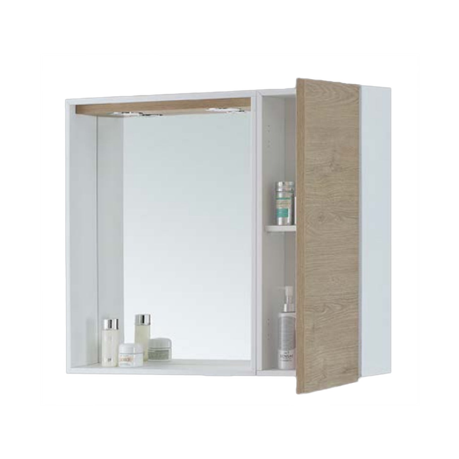 Specchiera con anta e illuminazione LED Cubi&Co 68 x 61 cm - Rovere Dolomite