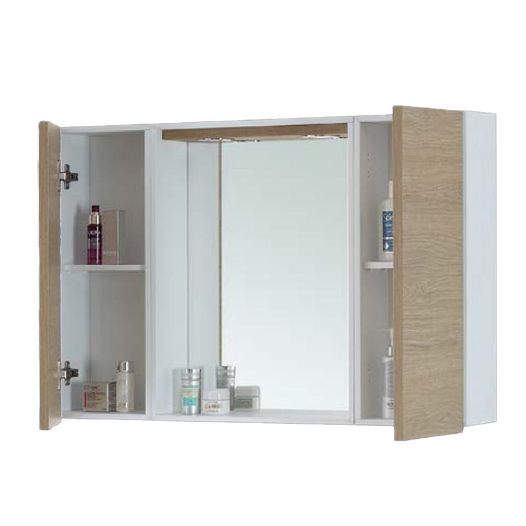 Specchiera con ante e illuminazione LED Cubi&Co 91 x 61 cm - Rovere Dolomite