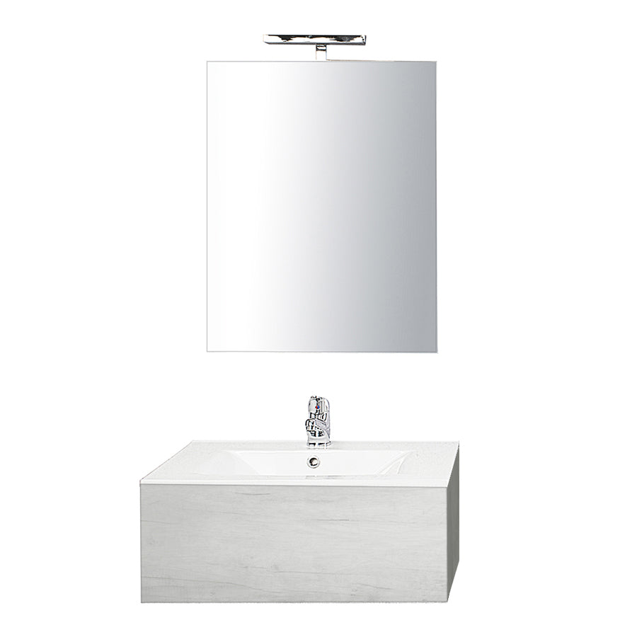 Mobile bagno sospeso in nobilitato con top in ceramica. e specchio filo lucido Only Colore Olmo bianco by CeramicStore | Lo specialista del tuo bagno