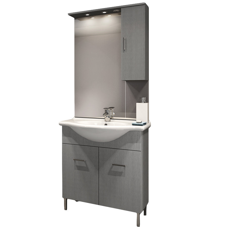  specchio e pensile modello Jour in nobilitato rifinitura larice grigio by CeramicStore | Lo specialista del tuo bagno