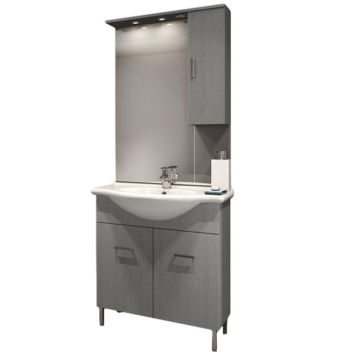  specchio e pensile modello Jour in nobilitato rifinitura larice grigio by CeramicStore | Lo specialista del tuo bagno