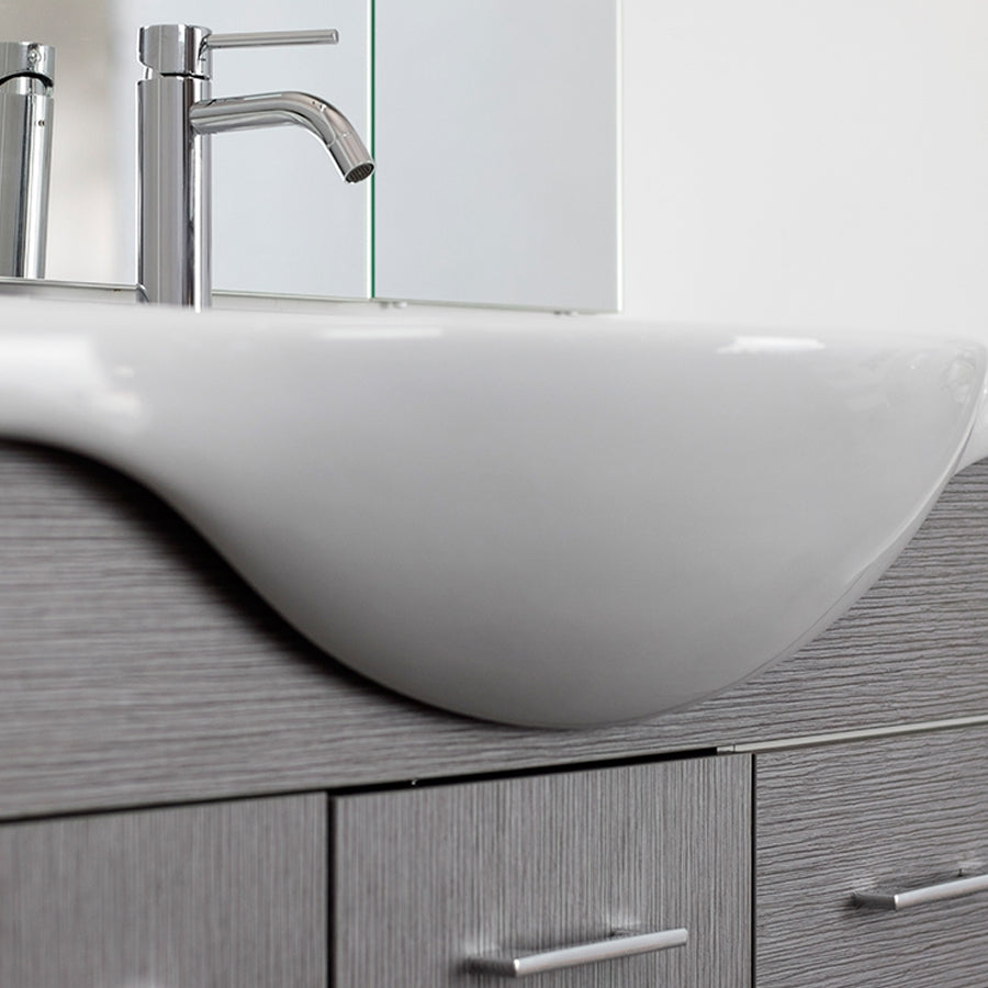  specchio e pensile contenitore modello Jour in nobilitato rifinitura effetto legno larice grigio by CeramicStore | Lo specialista del tuo bagno