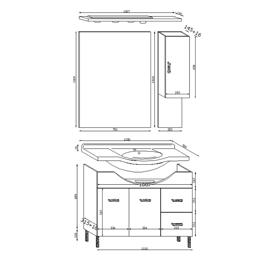  Mobile bagno a terra con due ante