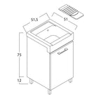  Lavatoio in ceramica con mobile in legno melaminico e asse di lavaggio Lavarredo Xilon cm 50x50 Bianco Lucido by CeramicStore | Lo specialista del tuo bagno