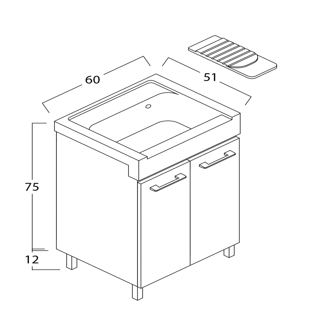  Lavatoio in ceramica con mobile due ante in legno melaminicoLavarredo Xilon cm 60x50 Bianco lucido by CeramicStore | Lo specialista del tuo bagno