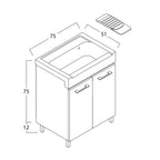  Lavatoio in ceramica con mobile due ante in legno melaminico Lavarredo Xilon cm 75x50 Bianco Lucido by CeramicStore | Lo specialista del tuo bagno