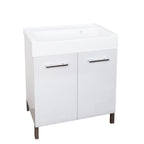 Lavatoio in ceramica con mobile due ante in legno melaminico Lavarredo Xilon cm 90x50 Bianco Lucido by CeramicStore | Lo specialista del tuo bagno