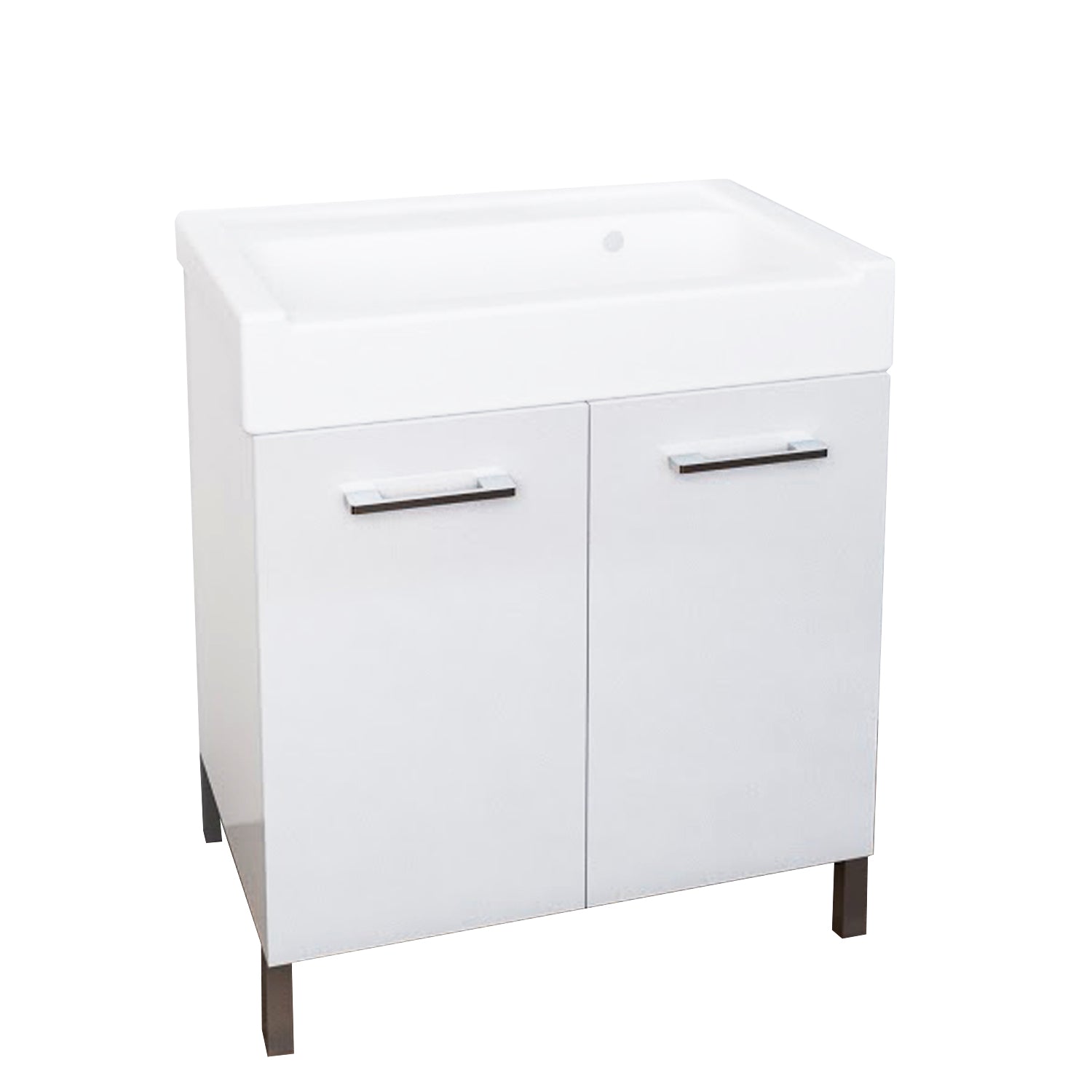 Lavatoio in ceramica con mobile due ante in legno melaminico Lavarredo Xilon cm 90x50 Bianco Lucido by CeramicStore | Lo specialista del tuo bagno