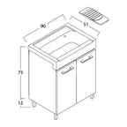  Lavatoio in ceramica con mobile due ante in legno melaminico Lavarredo Xilon cm 90x50 Bianco Lucido by CeramicStore | Lo specialista del tuo bagno