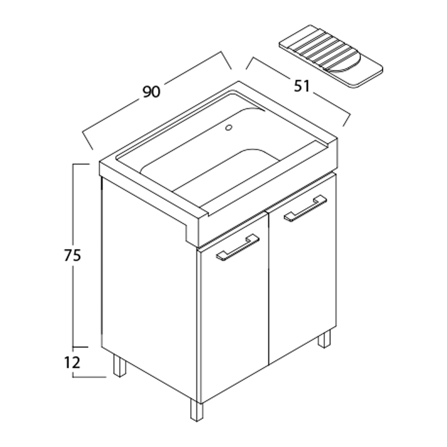  Lavatoio in ceramica con mobile due ante in legno melaminico Lavarredo Xilon cm 90x50 Bianco Lucido by CeramicStore | Lo specialista del tuo bagno