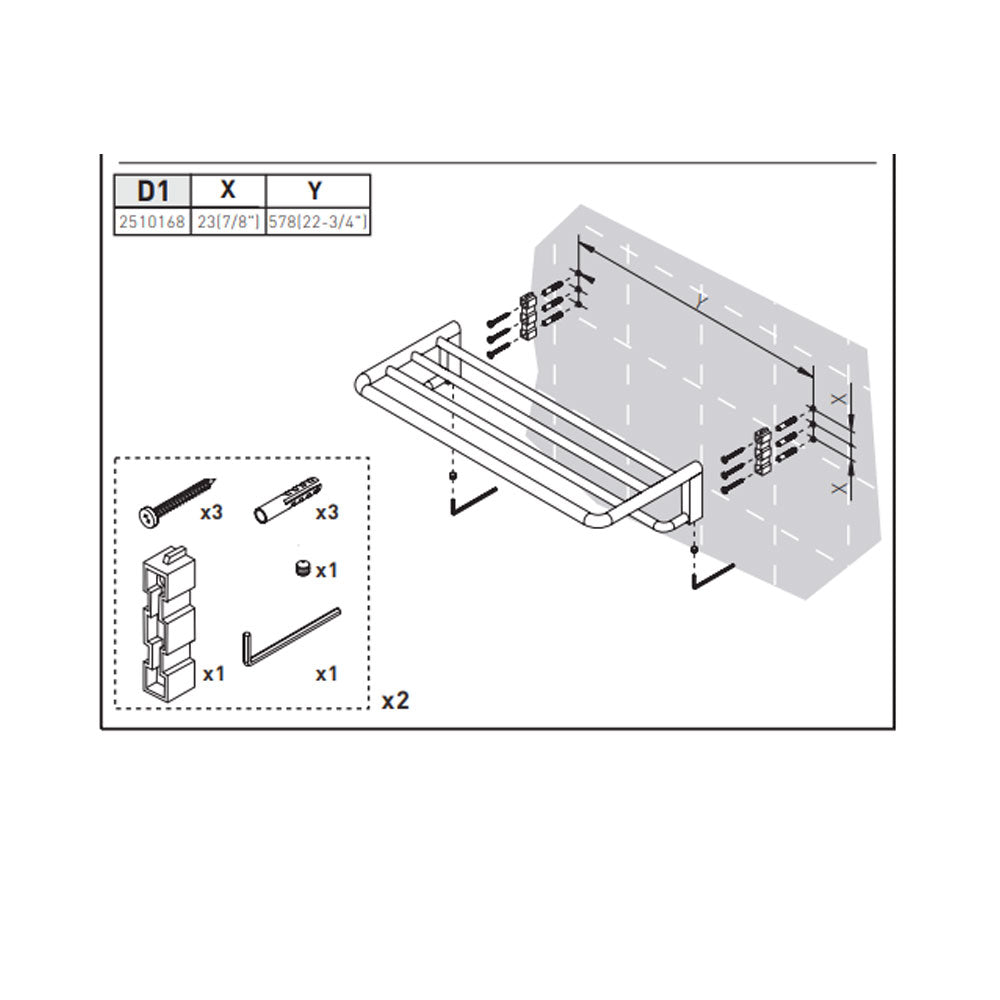  Mensola Porta asciugamani sospesa in ottone della collezione 'Project' by Cosmic 60x25x11 cm - Cromato by CeramicStore | Lo specialista del tuo bagno