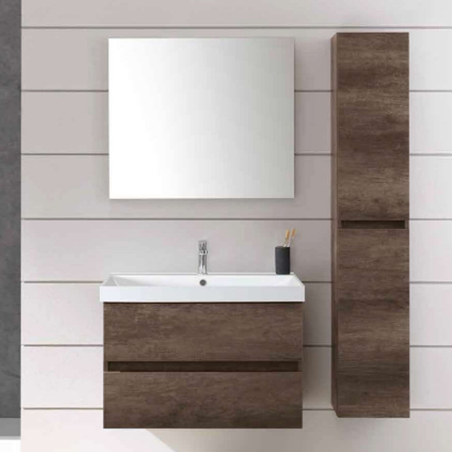 Mobile bagno sospeso modello Kora04 cm 110x190x46 - Rovere scuro by CeramicStore | Lo specialista del tuo bagno