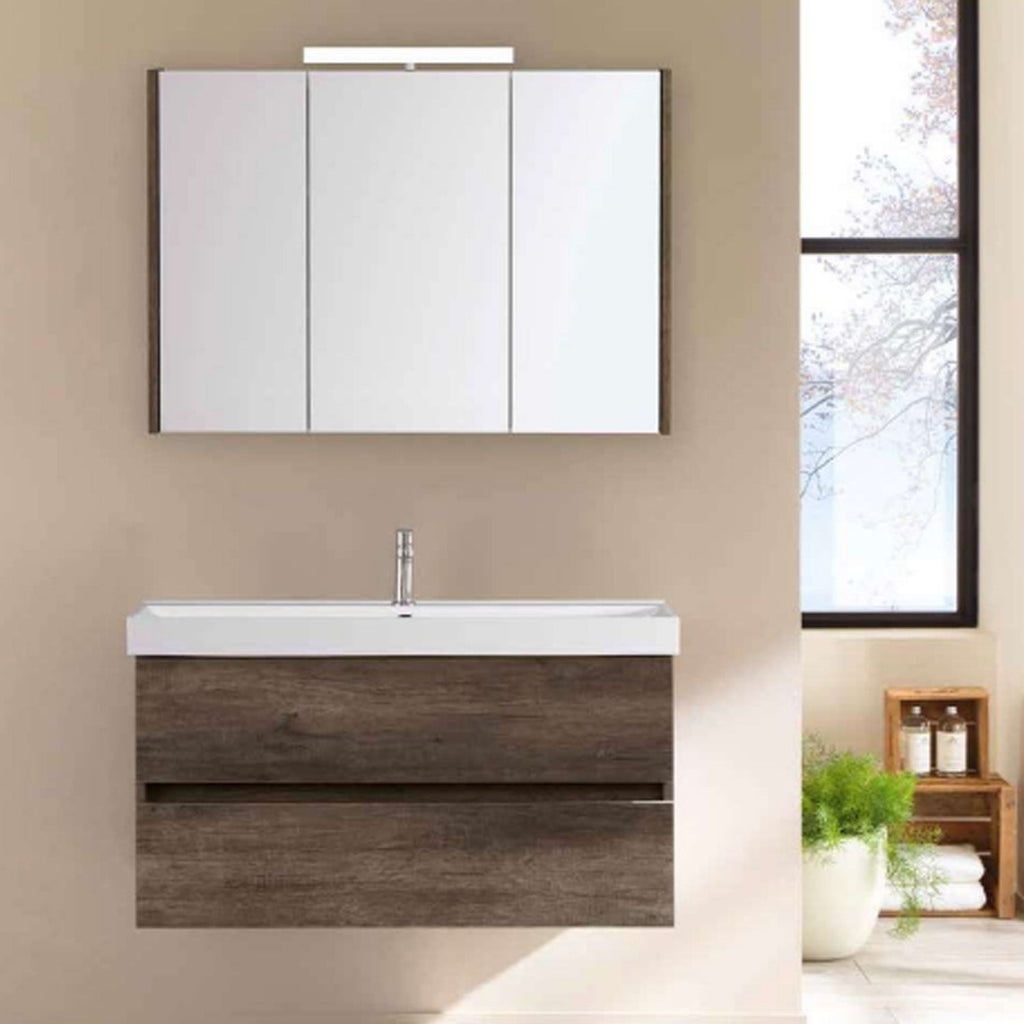 Mobile bagno sospeso modello Kora06 cm 100x190x46 - Rovere scuro by CeramicStore | Lo specialista del tuo bagno