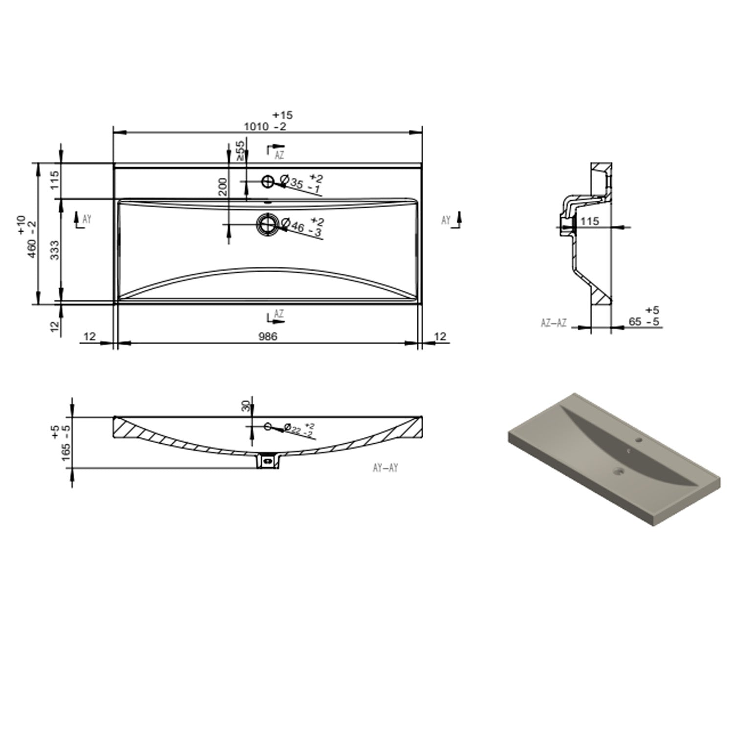  Mobile bagno sospeso modello Kora06 cm 100x190x46 - Rovere scuro by CeramicStore | Lo specialista del tuo bagno
