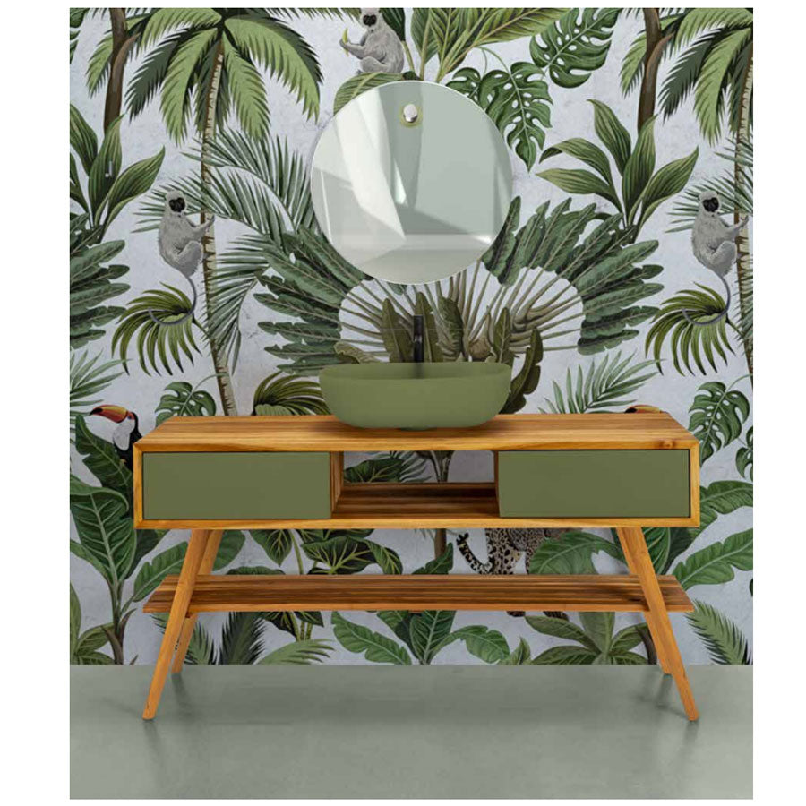 Consolle in Teak naturale serie Feelgood Cipi 150cm con cassetti Smeraldo Buddha by CeramicStore | Lo specialista del tuo bagno