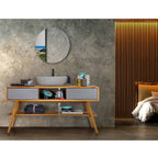 Consolle in Teak naturale serie Feelgood Cipi 150 cm con cassetti Grigio fumo by CeramicStore | Lo specialista del tuo bagno