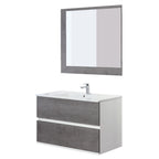 Composizione bagno sospesa Cubi&Co Favola con lavabo e specchio cm 90 - Bianco e Cemento