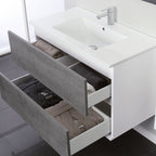 Composizione bagno sospesa Cubi&Co Favola con lavabo e specchio cm 90 - Bianco e Cemento