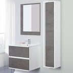 Composizione bagno sospesa Favola con lavabo e specchio cm 60 colore Bianco e Cemento