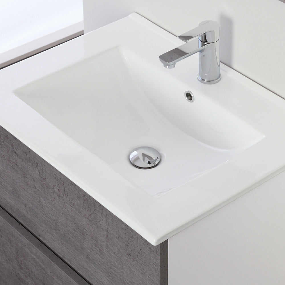 Composizione bagno sospesa Favola con lavabo e specchio cm 60 colore Bianco e Cemento