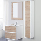 Composizione bagno sospesa Favola con lavabo e specchio cm 60 Bianco-Rovere