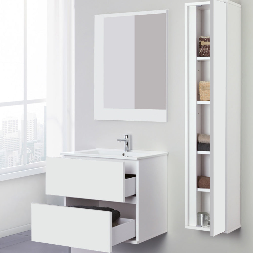 Composizione bagno sospesa Favola con lavabo e specchio cm 60 Bianco-Laccato