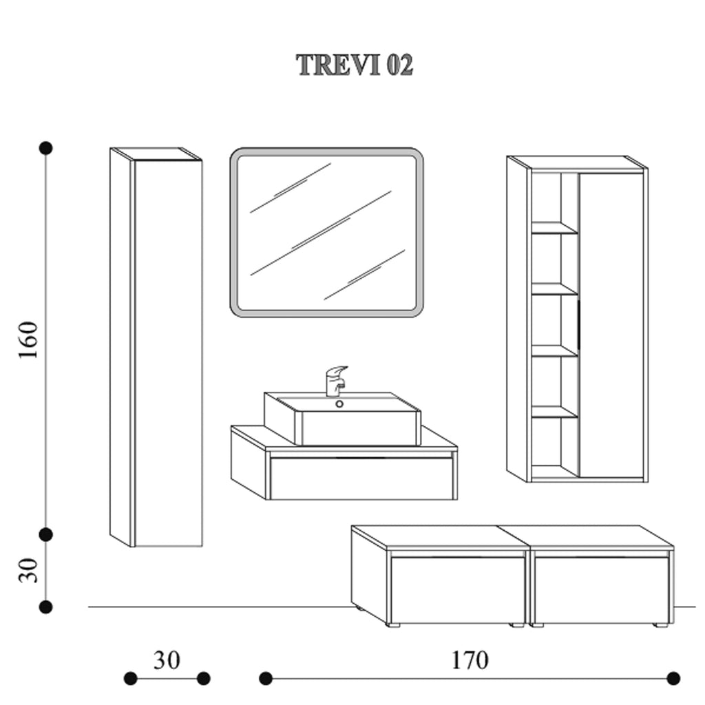  Mobile bagno sospeso modello Trevi02 cm 200x190x46 - Olmo rosseau by CeramicStore | Lo specialista del tuo bagno