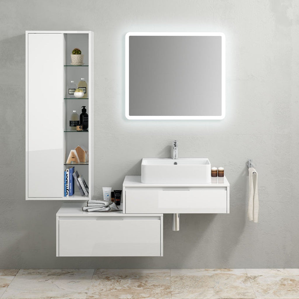 Mobile bagno sospeso modello Trevi03 cm 160x190x46 laccato lucido bianco by CeramicStore | Lo specialista del tuo bagno