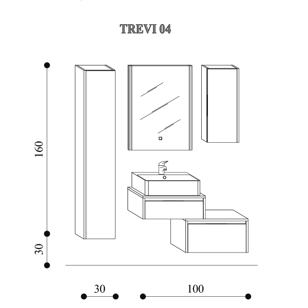  Mobile bagno sospeso modello Trevi04 cm 130x190x46 laccato lucido bianco by CeramicStore | Lo specialista del tuo bagno