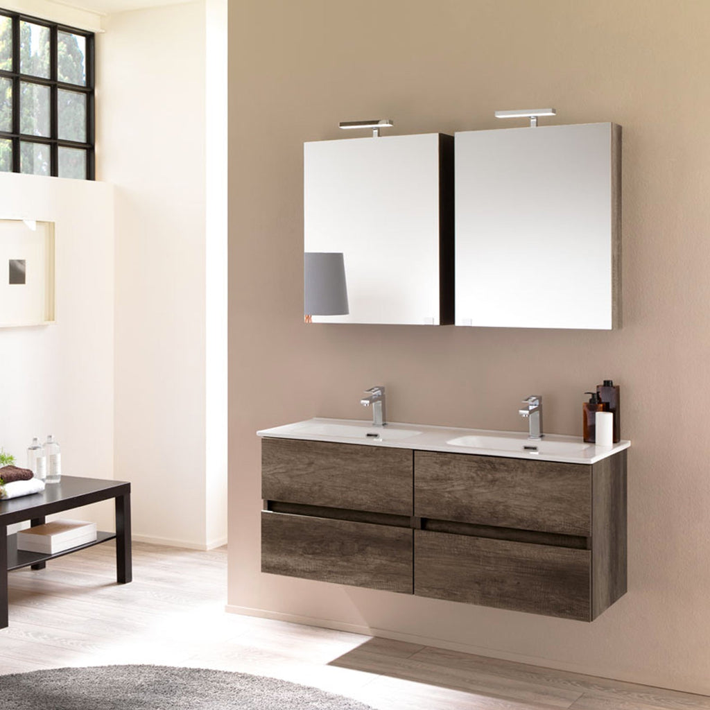 Mobile bagno sospeso modello Kora08 cm 120x190x46 rovere scuro by CeramicStore | Lo specialista del tuo bagno