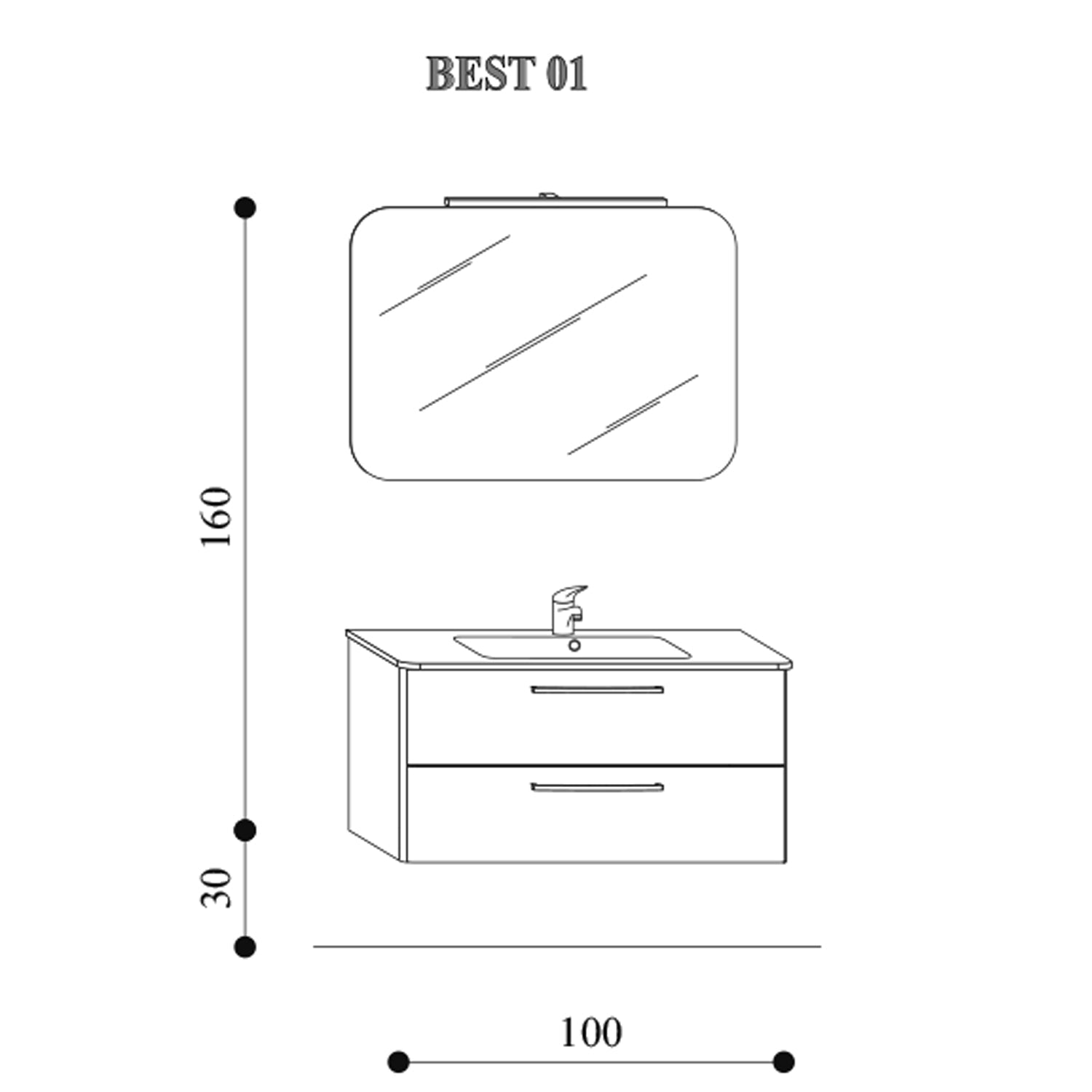  Mobile bagno sospeso Best01 cm 100x190x46 cm laccato lucido grigio by CeramicStore | Lo specialista del tuo bagno