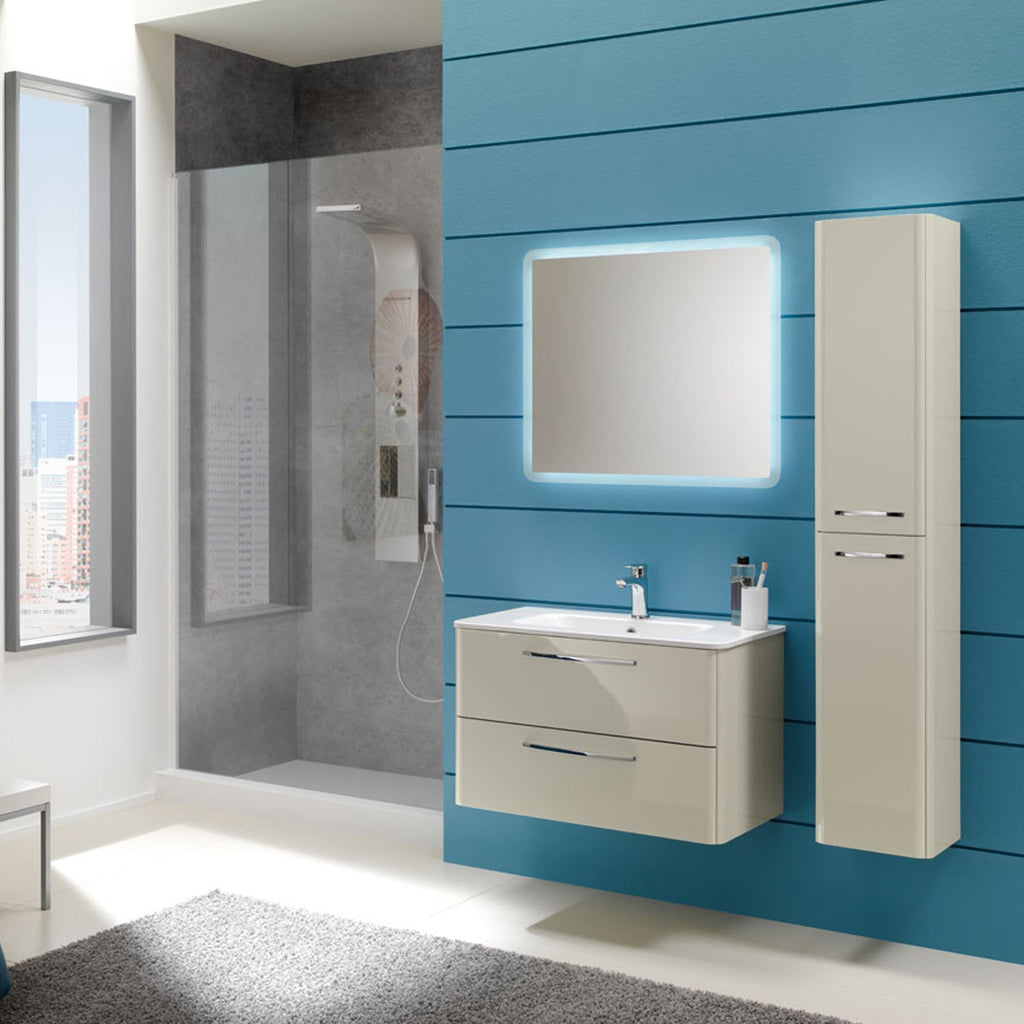 Mobile bagno sospeso modello Best02 cm 110x190x46 laccato lucido grigio nuvola by CeramicStore | Lo specialista del tuo bagno