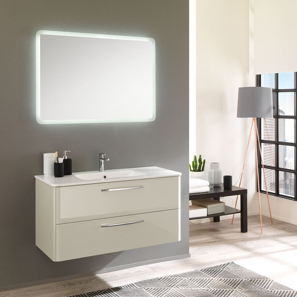 Composizione sospesa modello Best05 100x190x46 cm laccato lucido grigio nuvola by CeramicStore | Lo specialista del tuo bagno