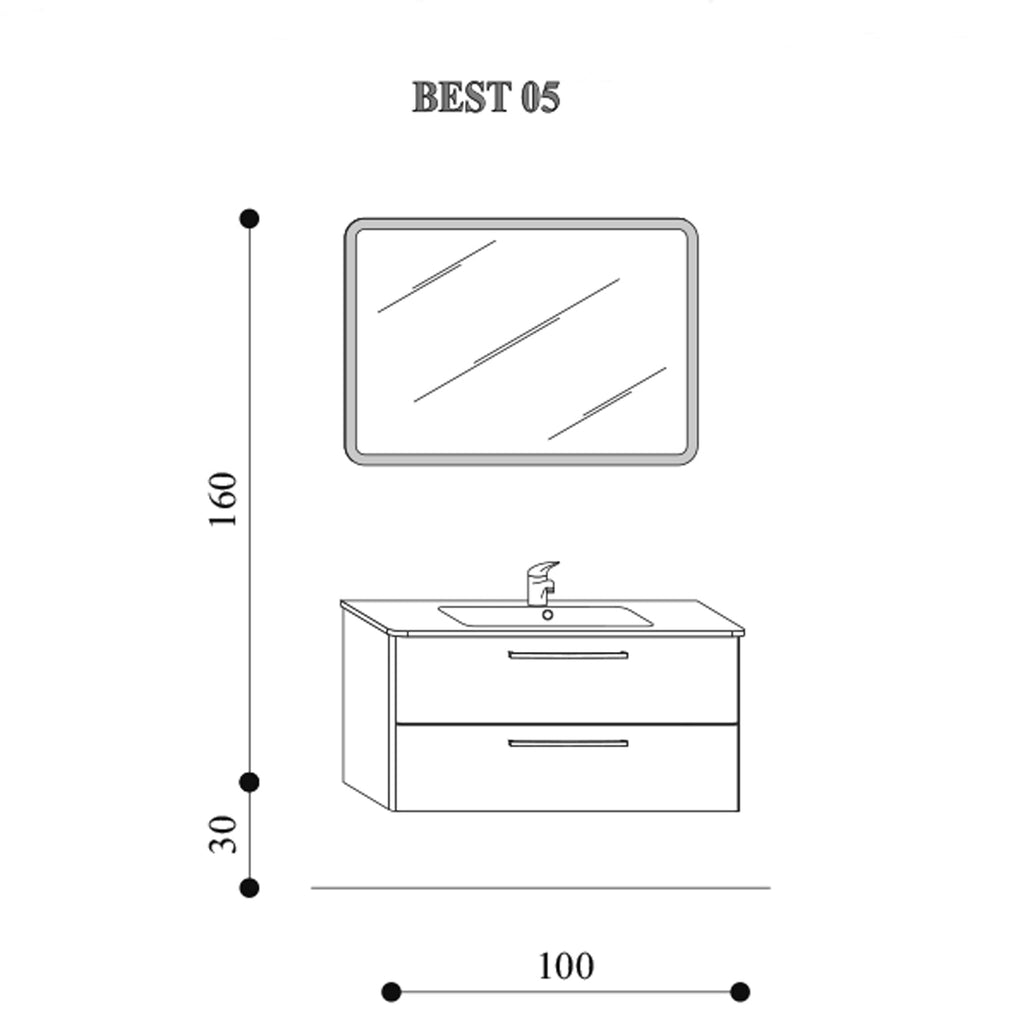  Composizione sospesa modello Best05 100x190x46 cm laccato lucido grigio nuvola by CeramicStore | Lo specialista del tuo bagno