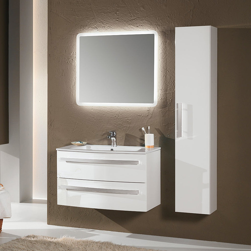 Mobile bagno sospeso modello Oscar03 cm 115x190x46 laccato lucido bianco by CeramicStore | Lo specialista del tuo bagno