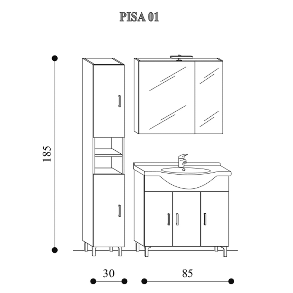  Mobile bagno a terra 115 cm modello Pisa01 laccato lucido bianco by CeramicStore | Lo specialista del tuo bagno