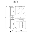  Mobile bagno a terra 115 cm modello Pisa01 laccato lucido bianco by CeramicStore | Lo specialista del tuo bagno