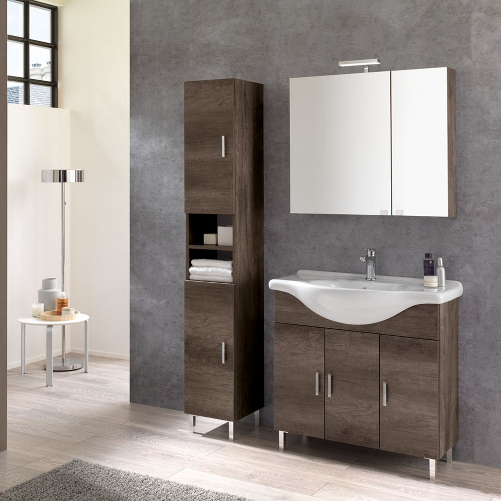 Mobile bagno a terra da 115 cm modello Pisa03 finitura rovere scuro by CeramicStore | Lo specialista del tuo bagno