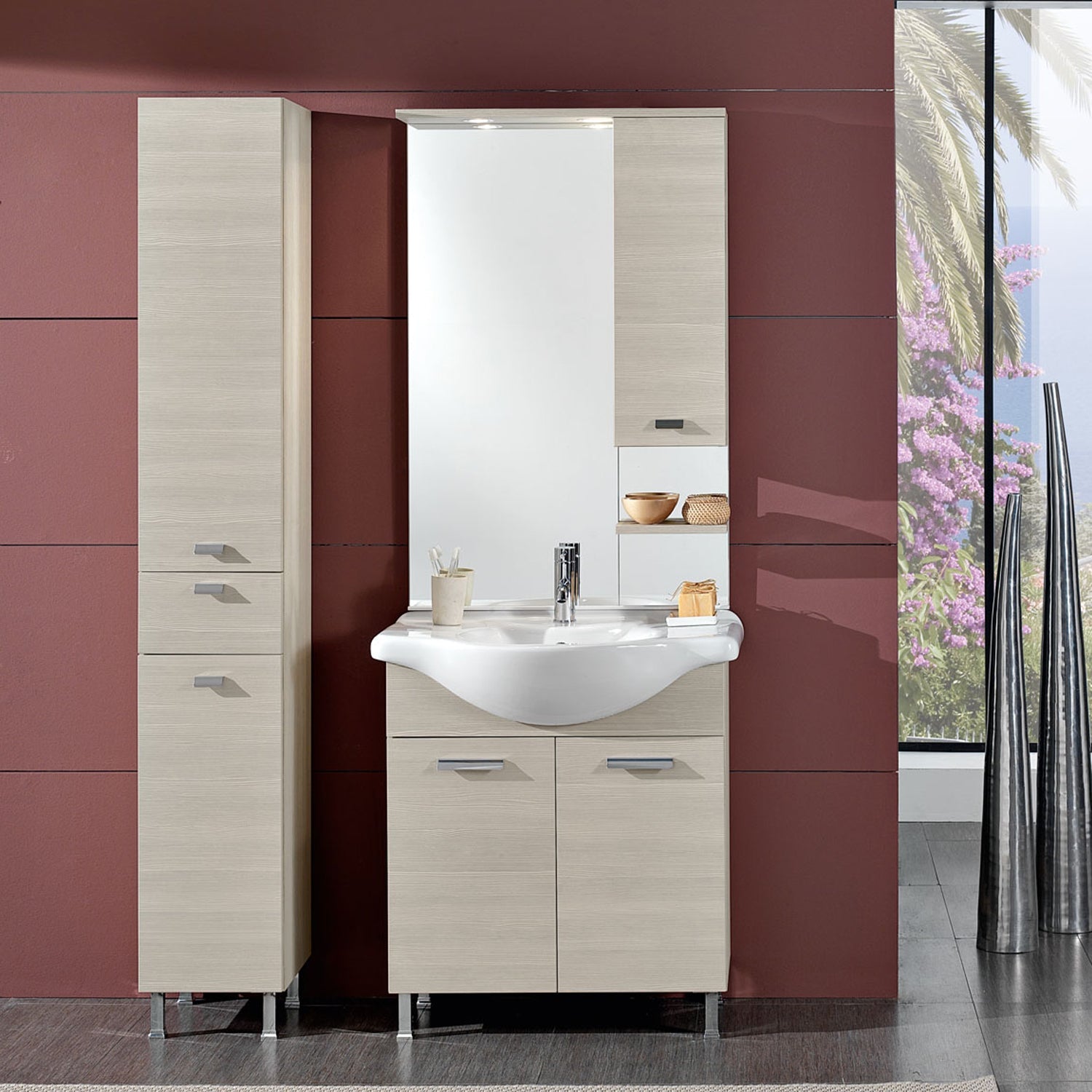 Mobile bagno a terra modello Rimini06 cm 105x195x47 finitura in larice by CeramicStore | Lo specialista del tuo bagno