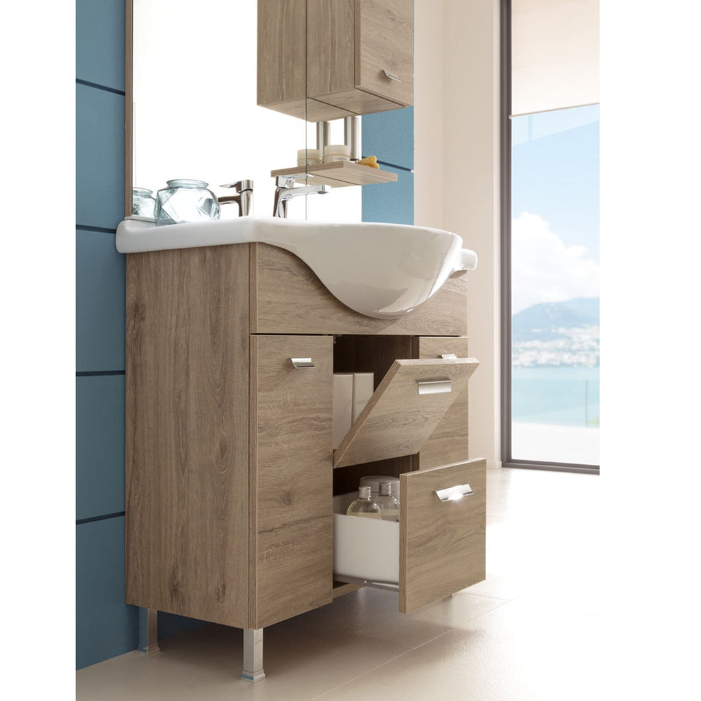  Mobile bagno a terra modello Rimini08 cm 85x195x48 rovere nabucco by CeramicStore | Lo specialista del tuo bagno