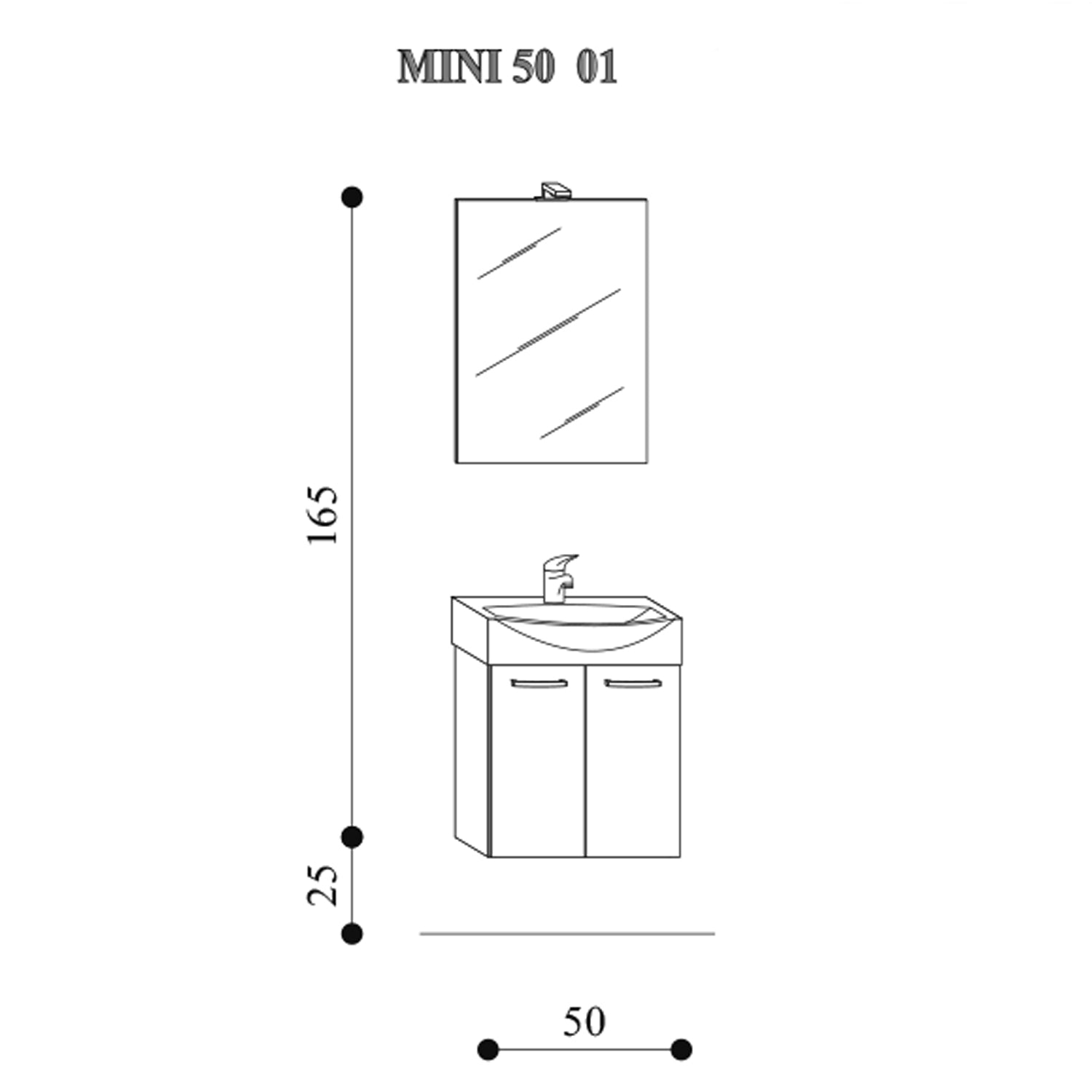  Mobile bagno sospeso Mini50 cm 50x190x40 laccato lucido bianco by CeramicStore | Lo specialista del tuo bagno