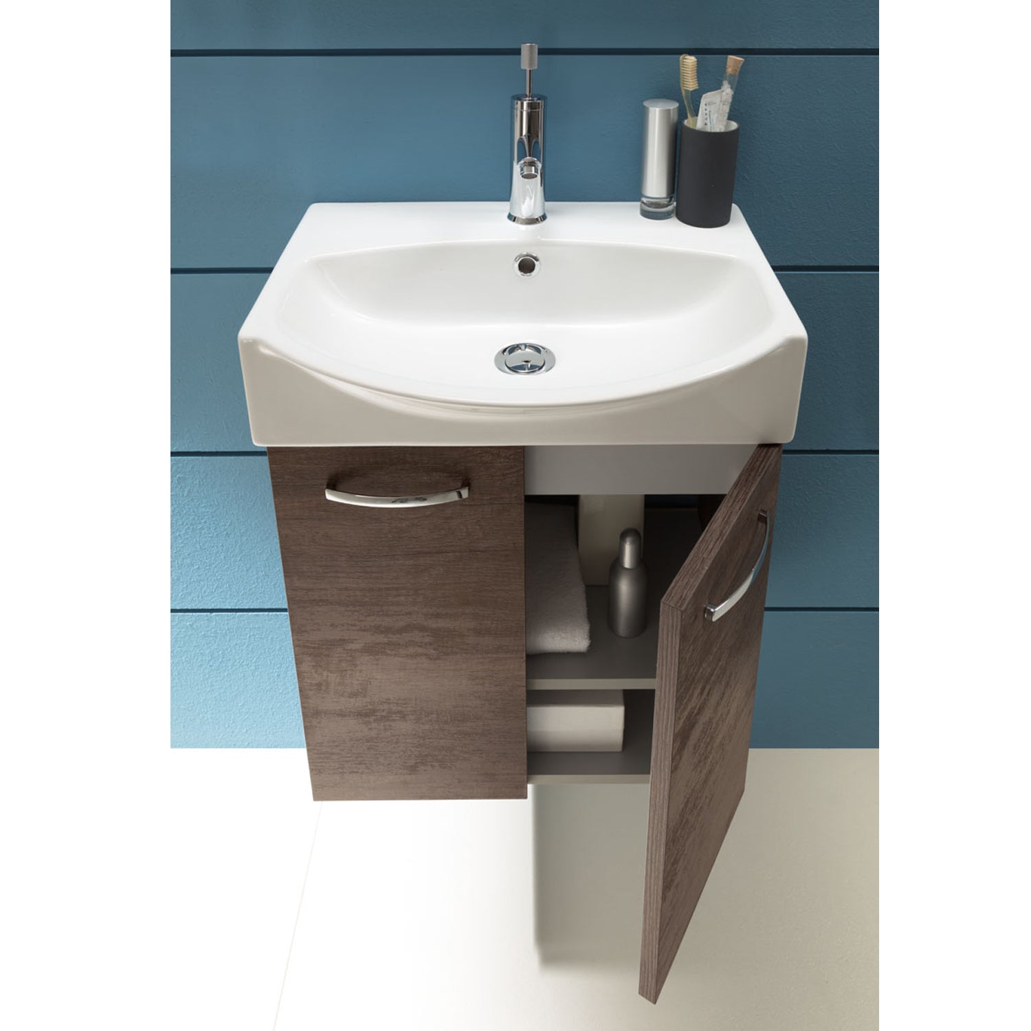 Mobile bagno sospeso Mini50 cm 50x190x42 rovere scuro by CeramicStore | Lo specialista del tuo bagno