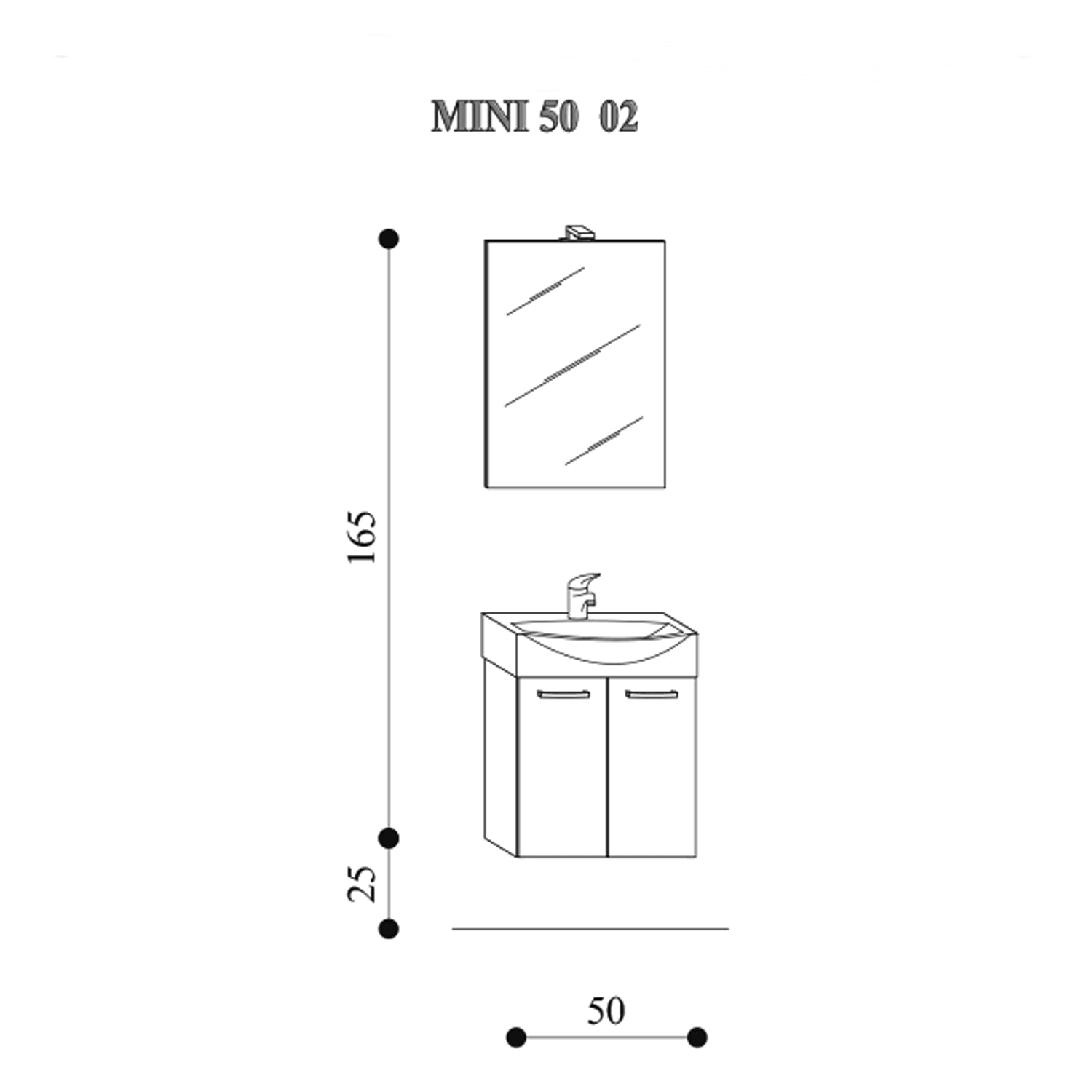  Mobile bagno sospeso Mini50 cm 50x190x42 rovere scuro by CeramicStore | Lo specialista del tuo bagno