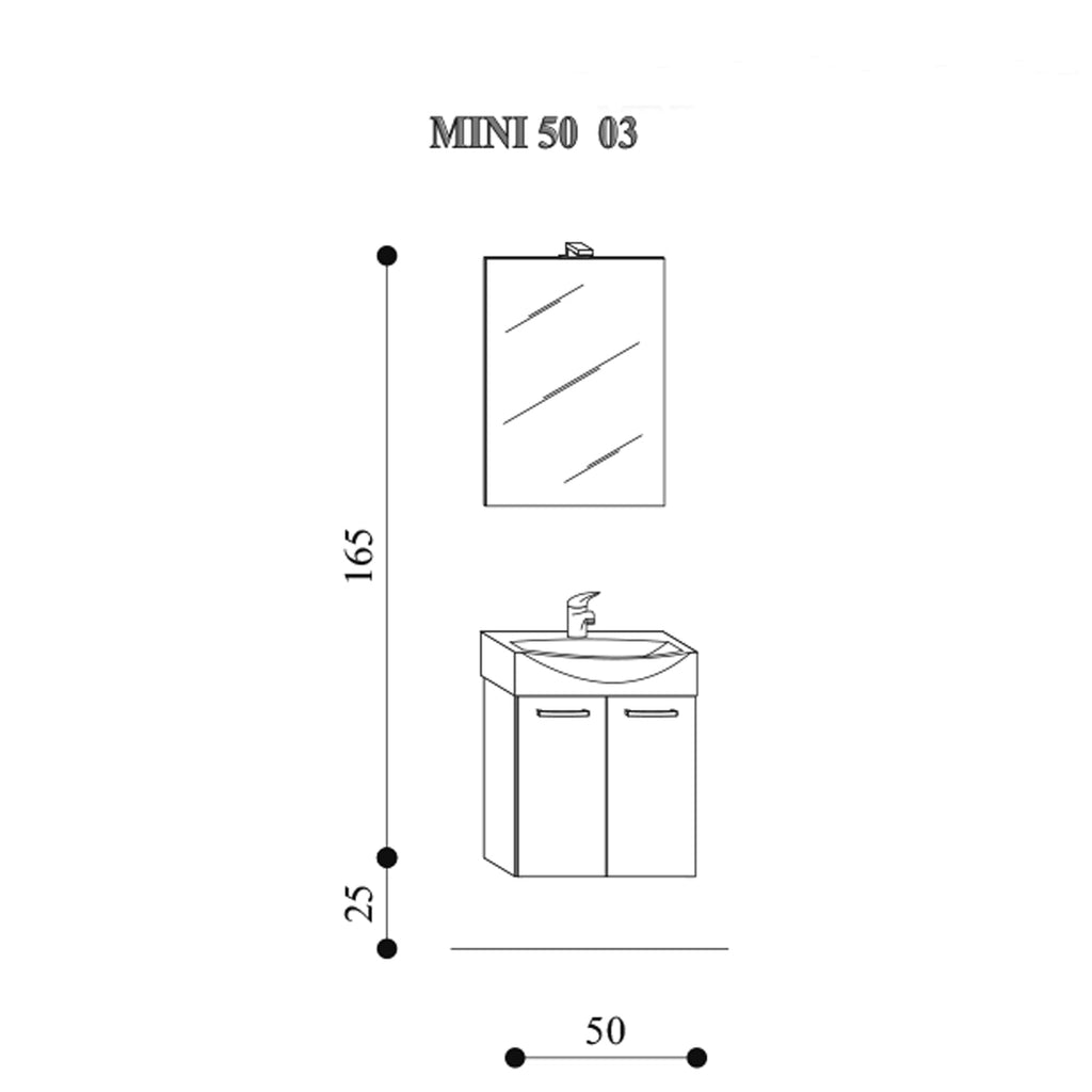  Mobile bagno sospeso Mini50 cm 50x190x40 laccato lucido grigio nuvola by CeramicStore | Lo specialista del tuo bagno