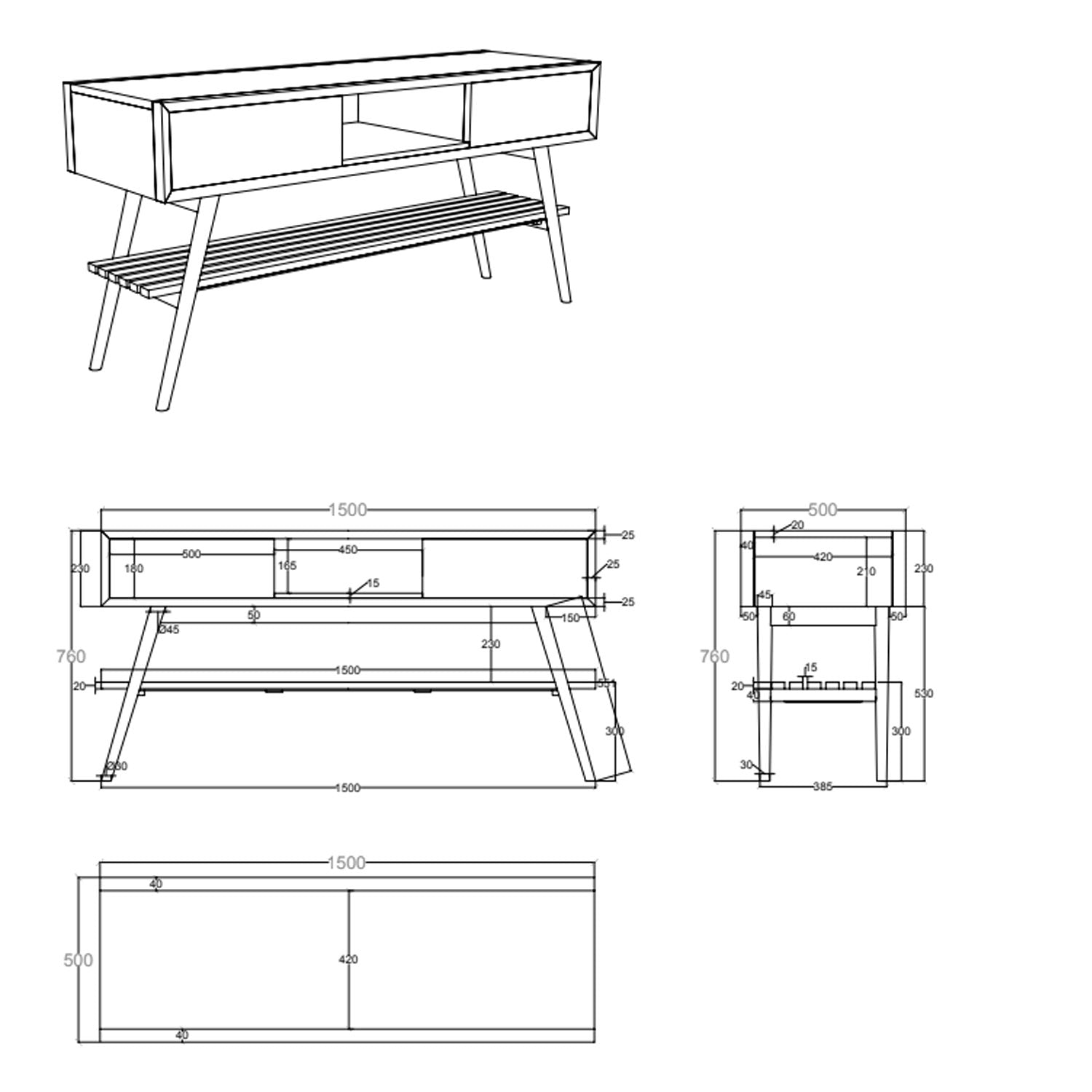  Consolle in Teak naturale serie Feelgood Cipi 150cm con cassetti Smeraldo Buddha by CeramicStore | Lo specialista del tuo bagno